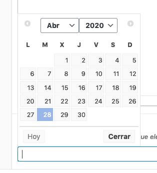 Desplegable fecha producción
