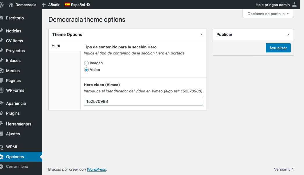 Video de portada